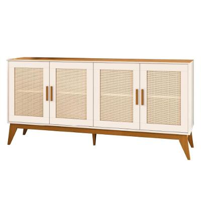 Balcão Buffet Aparador Andorra Retrô 4 Portas MDP 172CM Amadeirado e Off White