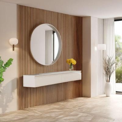 Aparador Suspenso Aspen Moderno Hall de Entrada 2 Gavetas MDF-MDP 135CM Off White