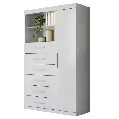 Cômoda Multiuso 6 Gavetas 1 Porta Com Prateleiras Atena
