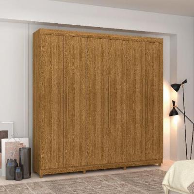 Guarda Roupa Casal Elegance 6 Portas Giratórias 2 Gavetas MDP Nature Vila Rica