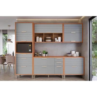 Cozinha Completa Eloise 11 Portas 7 Gavetas MDF 120CM Cinamomo-Platina MGM