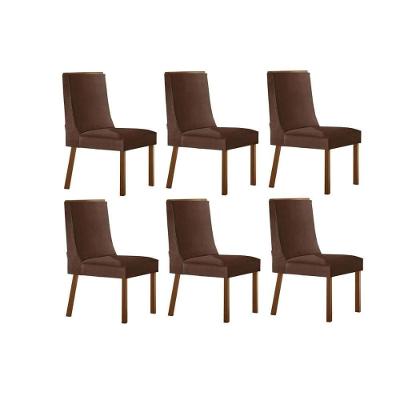 Cadeira de Jantar Dakota Estrutura MDF Estofado Suede Marrom Móveis Rufato