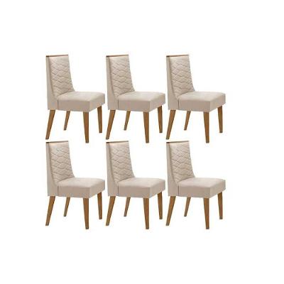 Cadeira Dafne Estrutura MDF-MDP Estofado Suede Creme Móveis Rufato