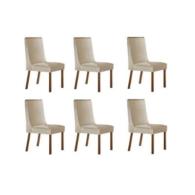 Cadeira Dakota Estrutura em MDF Estofado em Suede Creme Móveis Rufato