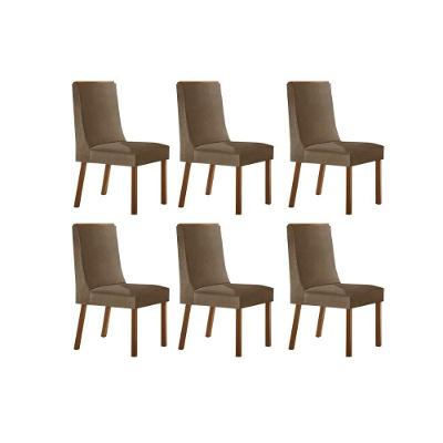 Cadeira de Jantar Dakota Estrutura em MDF Estofado em Naturalle-Suede Capuccino Rufato