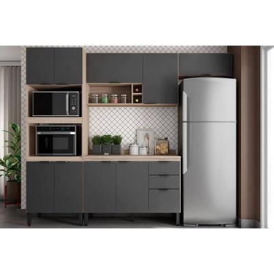 Kit Cozinha Firenze C4P251 10 Portas 2 Gavetas MDP 120CM Avena-Grafito Demóbile
