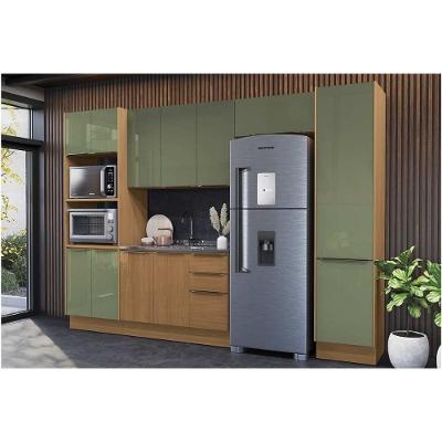 Cozinha Modulada Vibra 5 Módulos 3 Gavetas MDF-MDP 120CM Canela e Verde Pistache Kappesberg