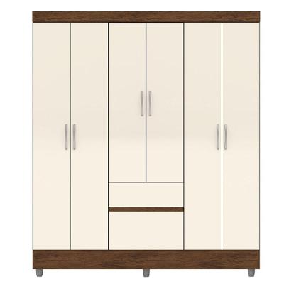 Guarda-roupa Casal 6 Portas 2 Gavetas Com Pés Ideval Imbuia-champanhe