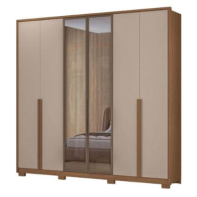 Guarda Roupa Casal Atacama 6 Portas de Bater 4 Gavetas MDP Carvalho-Fendi Moval Móveis
