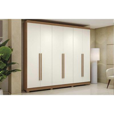 Guarda Roupa Casal CB03T580 6 Portas de Bater 3 Gavetas MDP com Sapateira Canela-Off White