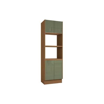 Paneleiro de Cozinha Vibra com 4 Portas 2 Prateleiras MDF-MDP TAMANHO 70cm Canela e Verde Pistache