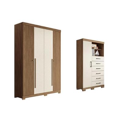 Quarto Completo QC336 4 Portas 6 Gavetas MDP 96,2CM Amadeirado