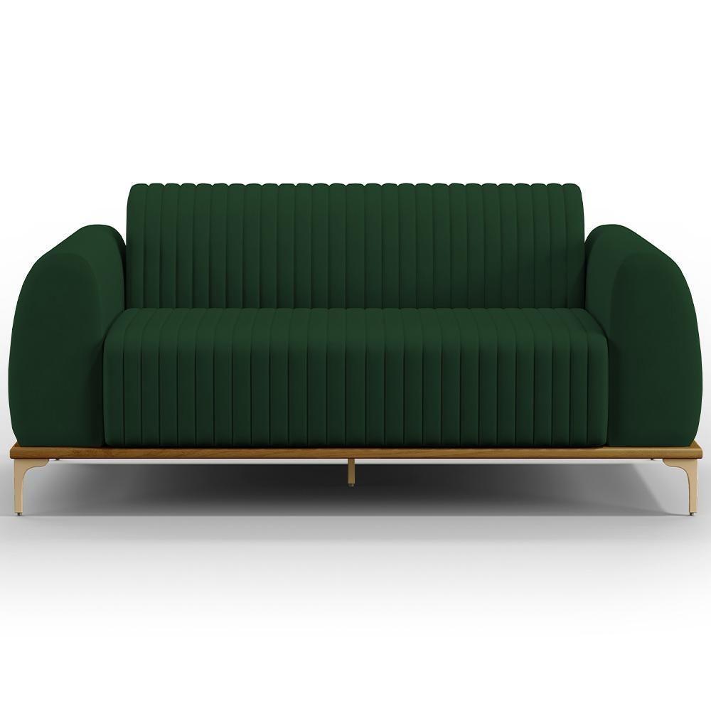 Sofá 3 Lugares Molino 180 Cm Pés D'ouro Verde Musgo C-303 - 6