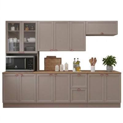 Cozinha Modulada Unna J00105P 4 Portas 3 Gavetas 270cm Gris Poliman Móveis