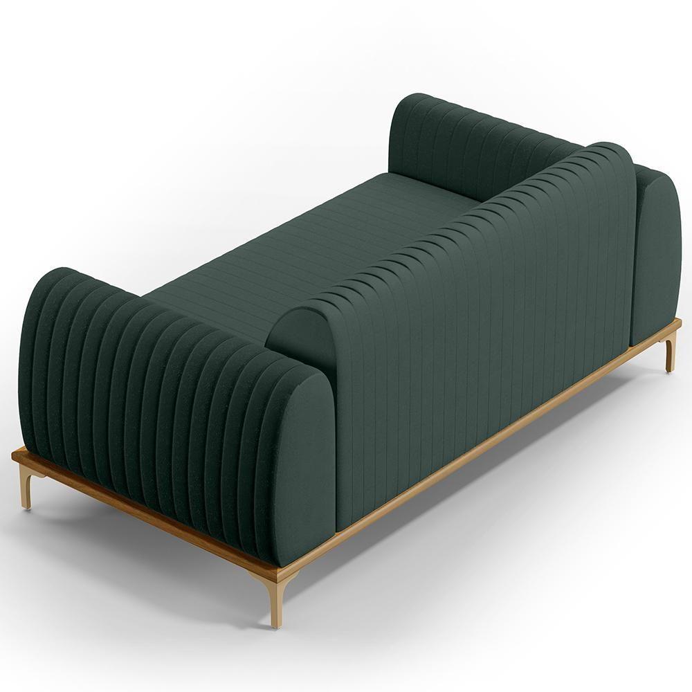 Sofá 3 Lugares Molino 180 Cm Pés D'ouro Verde Musgo C-117 - 2