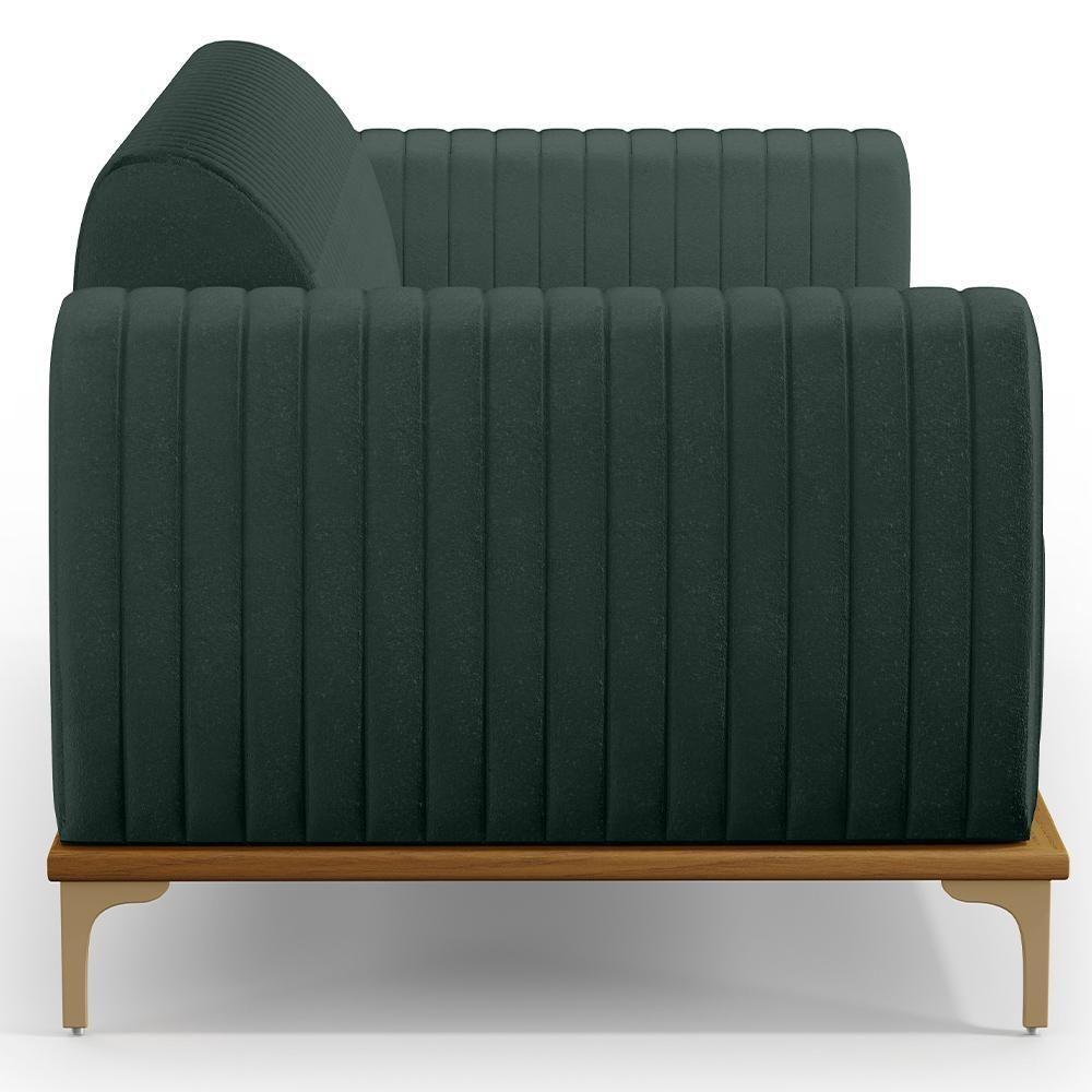 Sofá 3 Lugares Molino 180 Cm Pés D'ouro Verde Musgo C-117 - 3