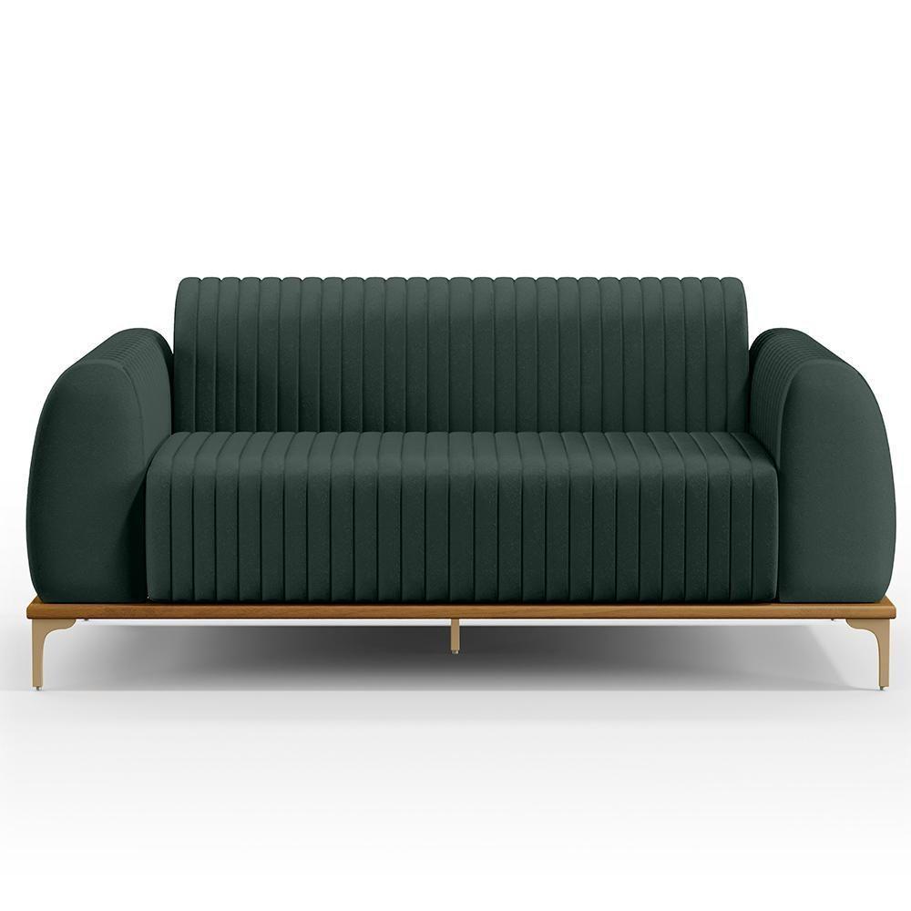 Sofá 3 Lugares Molino 180 Cm Pés D'ouro Verde Musgo C-117 - 5