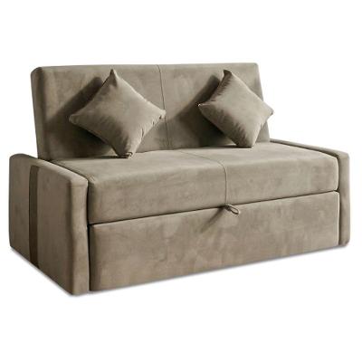 Sofá Cama 2 Lugares 1,45m Com Almofadas Chloe Cappuccino