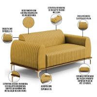 Sofá 3 Lugares Molino 180 Cm Pés D'ouro Mostarda C-260 - 5
