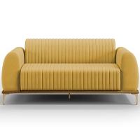 Sofá 3 Lugares Molino 180 Cm Pés D'ouro Mostarda C-260 - 6