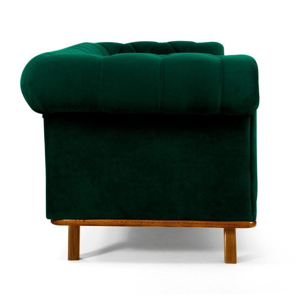 Sofá 3 Lugares Império 230 Cm Veludo Verde Musgo C-303 - 5