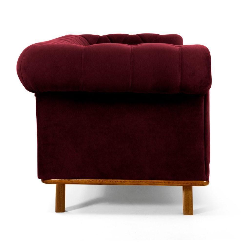 Sofá 3 Lugares Império 230 Cm Veludo Marsala C-278 - 4