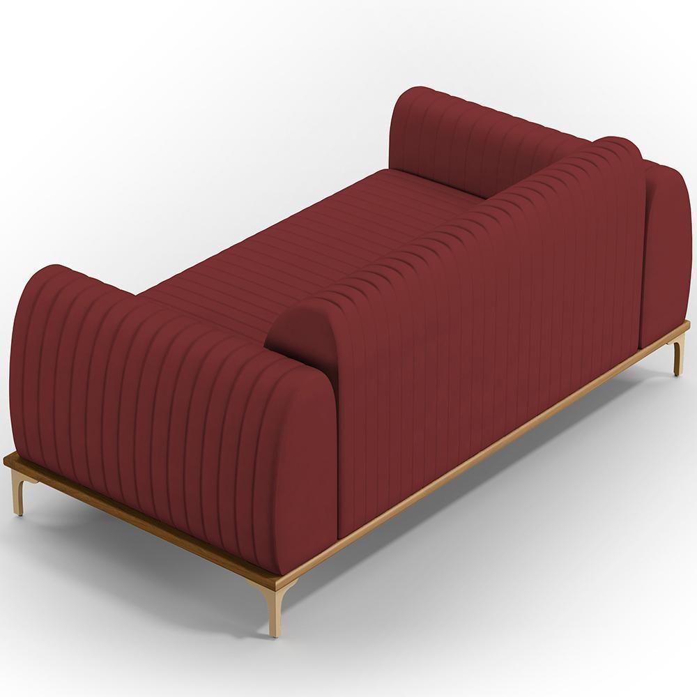 Sofá 3 Lugares Molino 180 Cm Pés D'ouro Marsala C-278 - 2