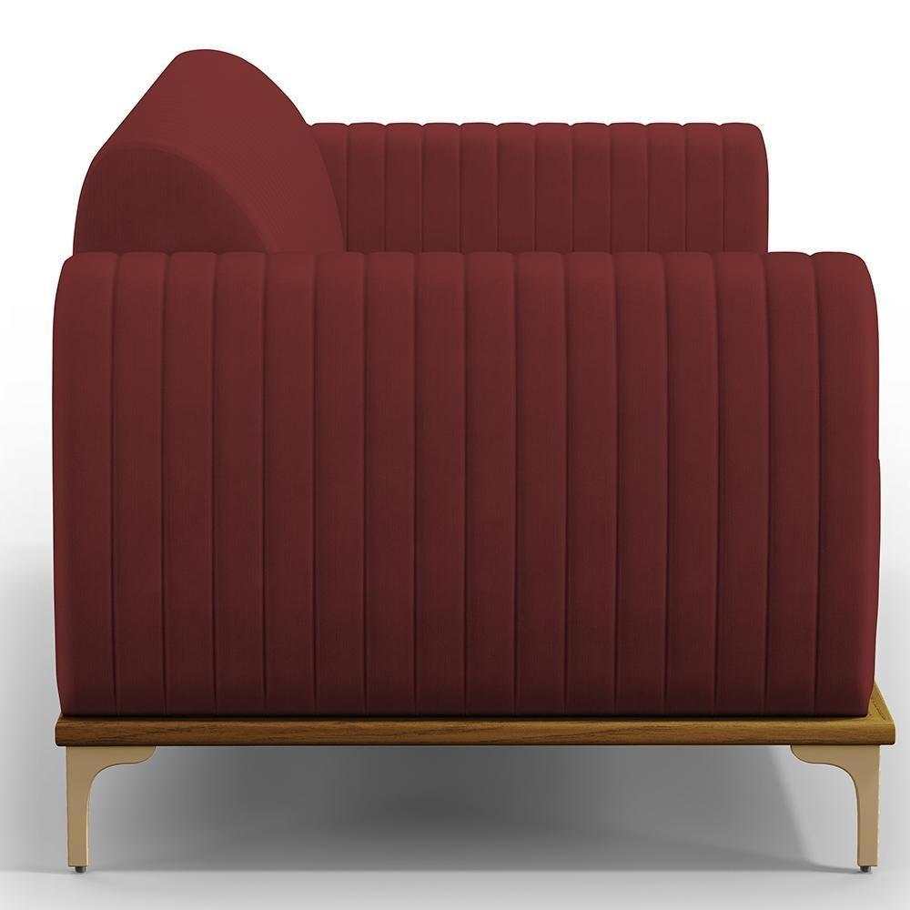 Sofá 3 Lugares Molino 180 Cm Pés D'ouro Marsala C-278 - 3