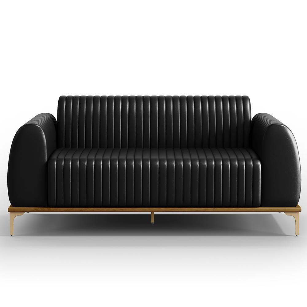 Kit Sofá 3 Lugares 180Cm Com 2 Poltronas Molino Preto B-159 - 1