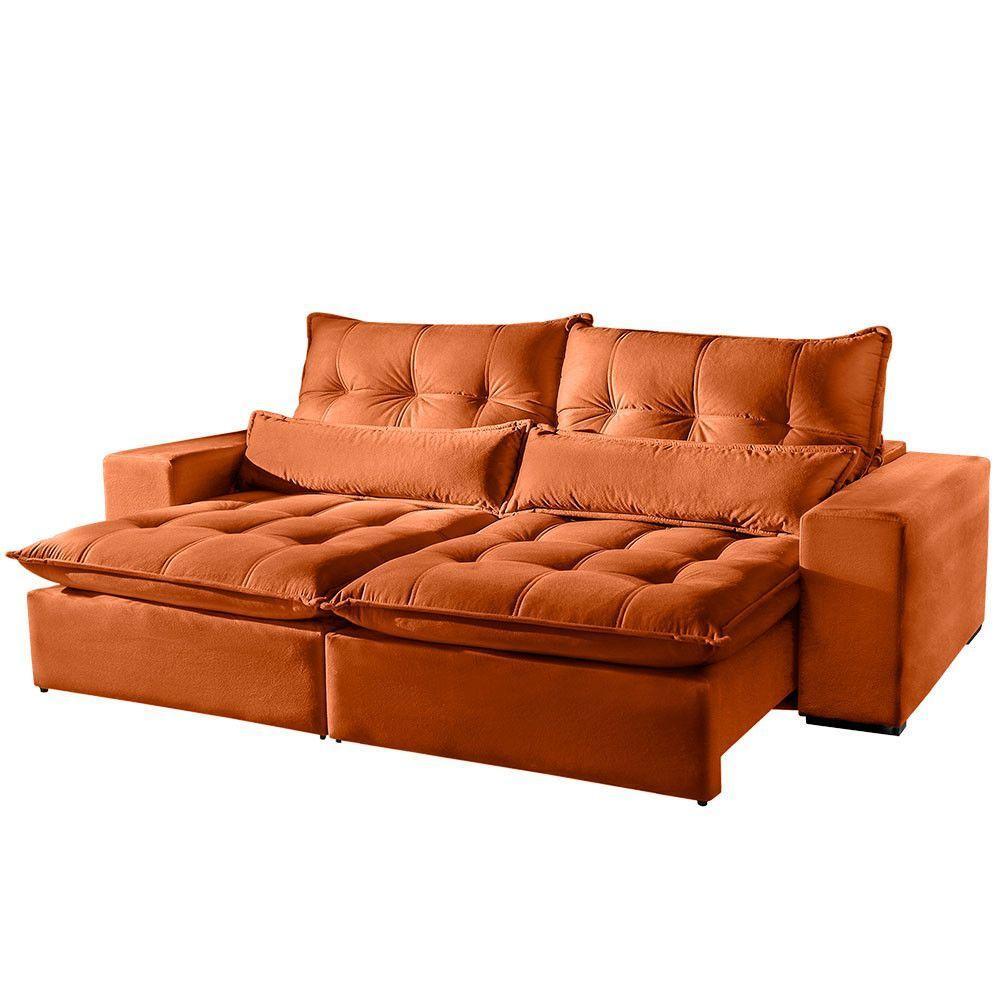 Sofá 2 Lugares Retrátil Máximo 2.10m Veludo Terracota - 4