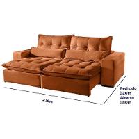 Sofá 2 Lugares Retrátil Máximo 2.10m Veludo Terracota