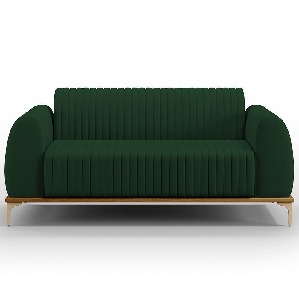 Sofá 2 Lugares Molino 150 Cm Pés D'ouro Verde Musgo C-303 - 6