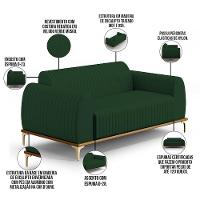 Sofá 2 Lugares Molino 150 Cm Pés D'ouro Verde Musgo C-303 - 5