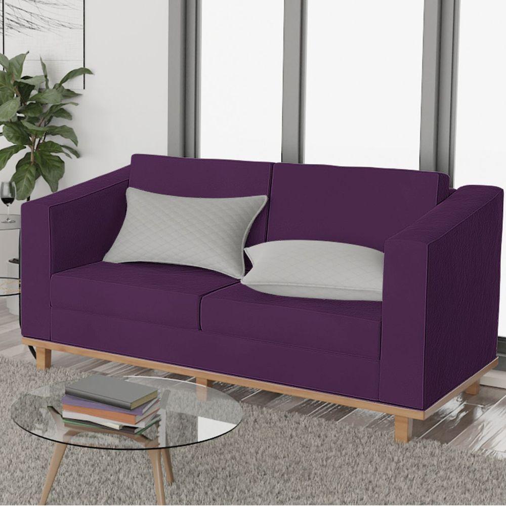 Sofá 2 Lugares Europa Suede Doce Sonho Móveis Cor Roxo - 6