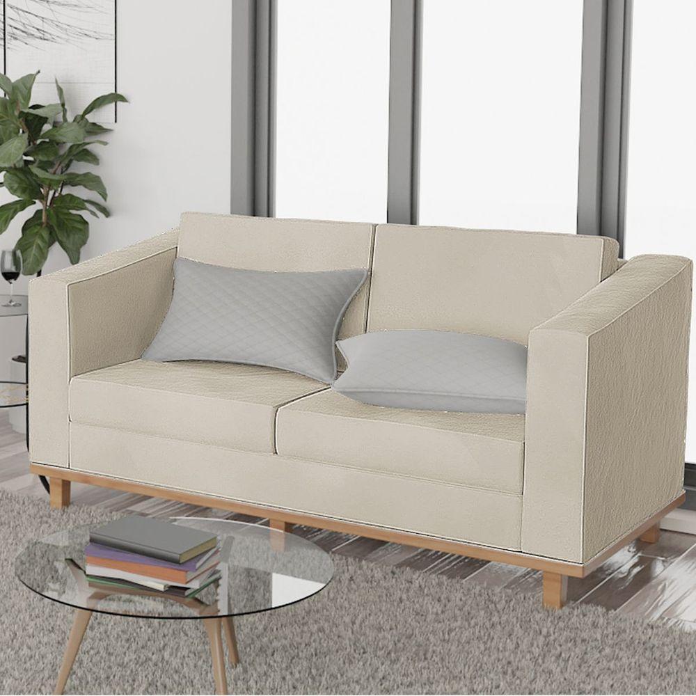 Sofá 2 Lugares Europa Suede Doce Sonho Móveis Cor Bege - 6