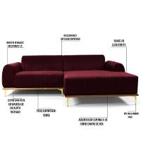 Sofá 5 Lugares Com Chaise Molino 320 Cm Marsala C-278 - 9