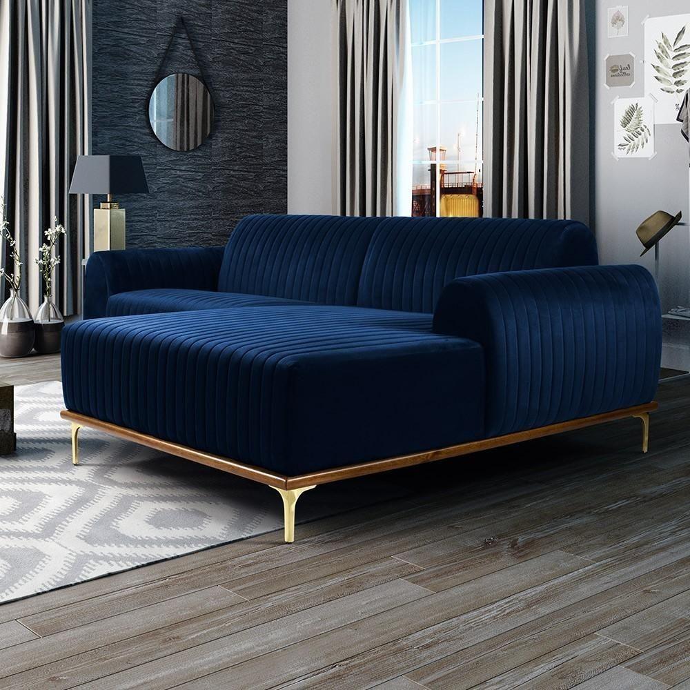 Sofá 5 Lugares Com Chaise Molino 320 Cm Azul Oxford C-304 - 6