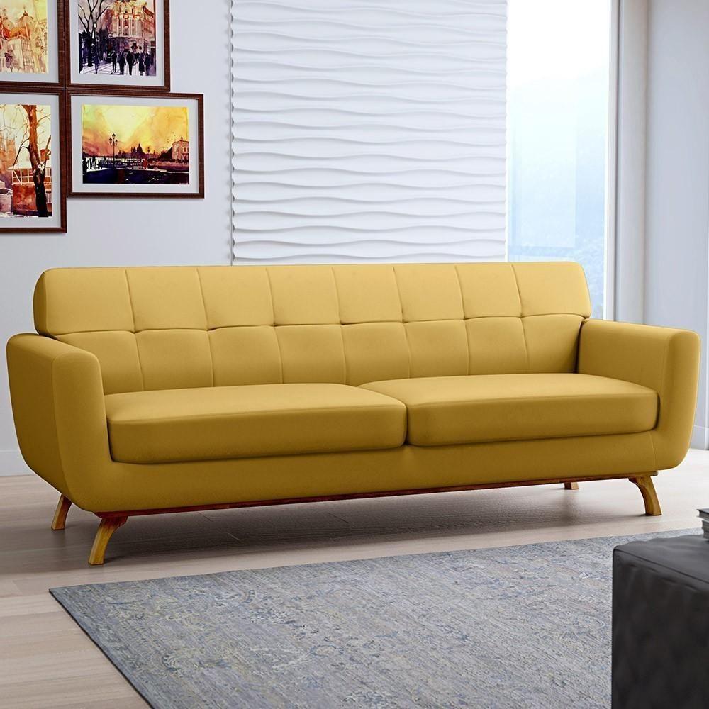 Sofá 4 Lugares Sala De Estar Miami 260 Cm Mostarda C-279 - 7