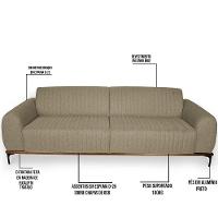 Sofá 3 Lugares Para Sala De Estar Molino 210 Cm Bege C-129 - 5