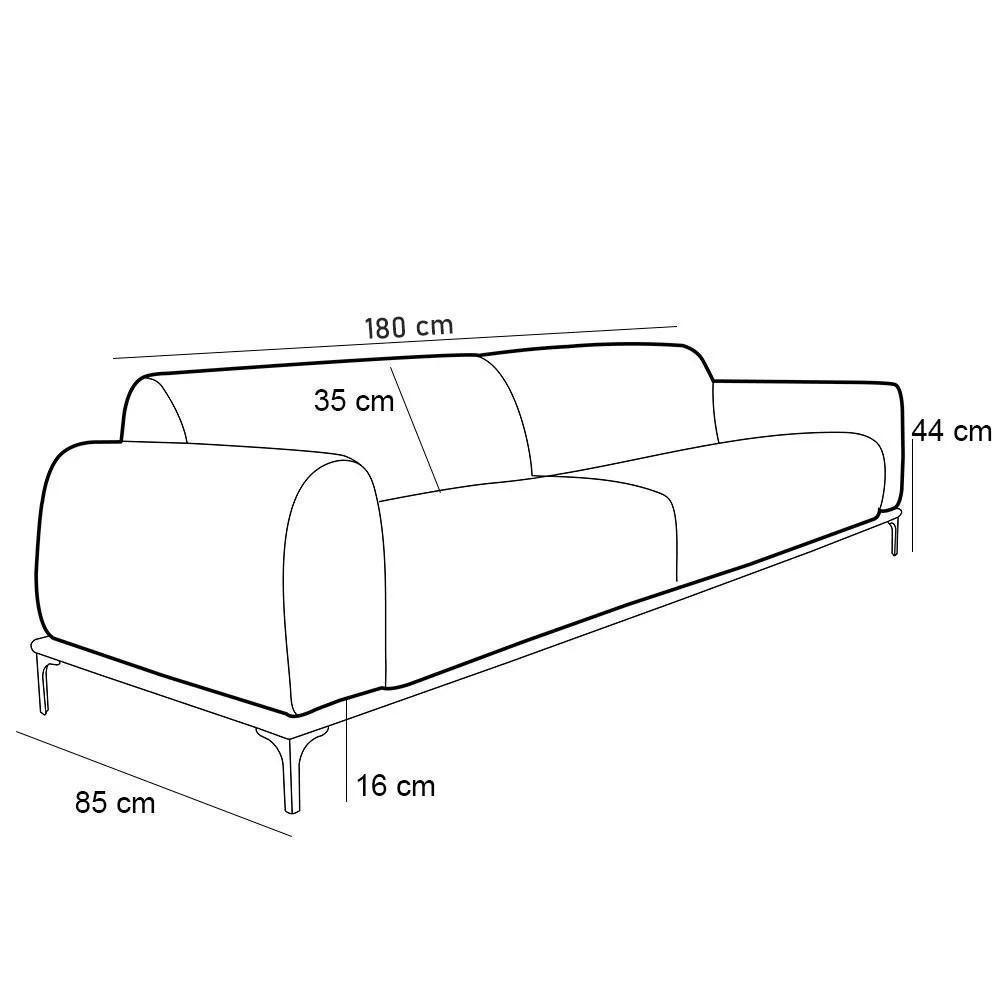 Sofá 3 Lugares Para Sala De Estar Molino 180 Cm Bege C-129 - 4