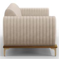 Sofá 3 Lugares Molino 210 Cm Pés D'ouro Veludo Bege C-309 - 3