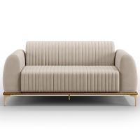 Sofá 3 Lugares Molino 210 Cm Pés D'ouro Veludo Bege C-309 - 6