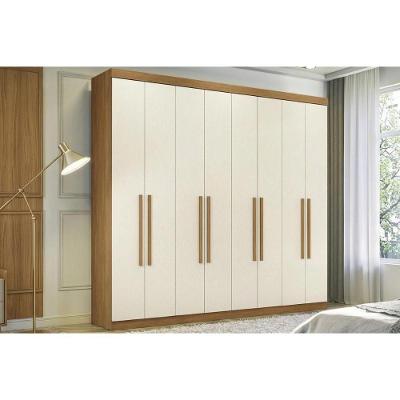 Guarda Roupa Casal Master New 8 Portas de Bater 4 Gavetas MDF-MDP Cinamomo-Areia Santos Andirá