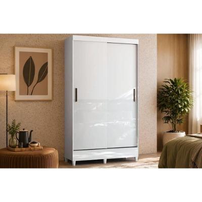 Guarda Roupa Solteiro Fit 2 Portas de Correr 2 Gavetas MDF Branco