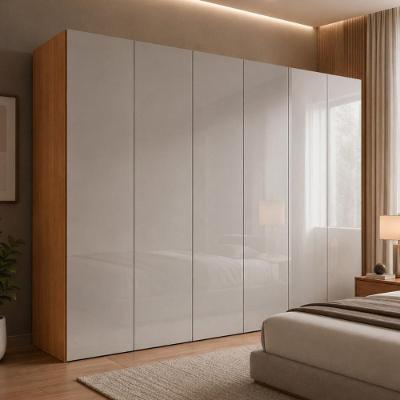 Guarda Roupa Casal CR35528 6 Portas Toque 6 Gavetas MDF Laqueado Madeirado-off White Multimóveis