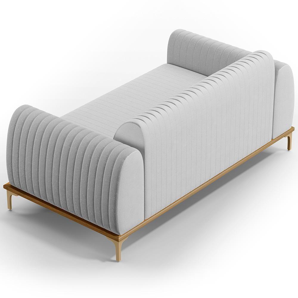 Sofá 3 Lugares Molino 210 Cm Pés D'ouro Cinza D-315 - 2