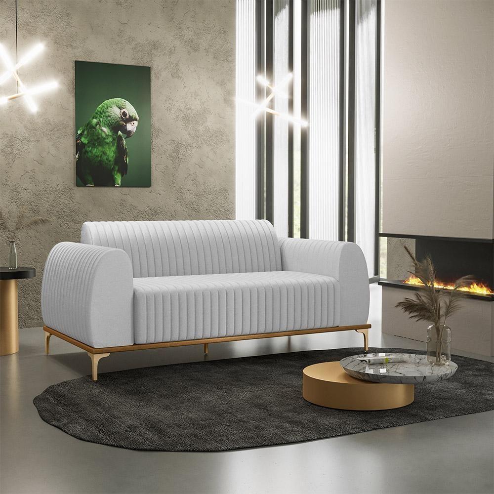 Sofá 3 Lugares Molino 210 Cm Pés D'ouro Cinza D-315 - 7