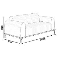 Sofá 3 Lugares Molino 210 Cm Pés D'ouro Cinza D-315