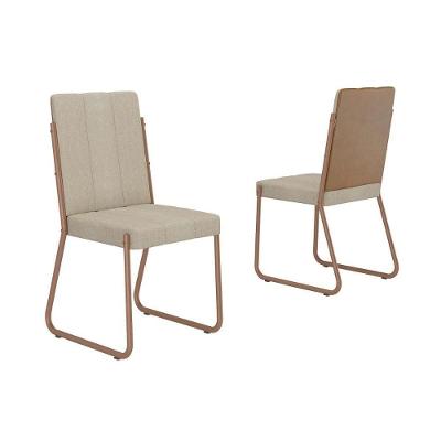 Cadeira de Jantar Nina 1756 2 un Estrutura em MDF-MDP Tecido Rose-areia-caramelo Móveis Carraro