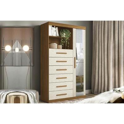 Cômoda Marabá c-1 Porta c-Espelho 6 Gavetas MDF-MDP Puxador Plástico Areia Santos Andirá